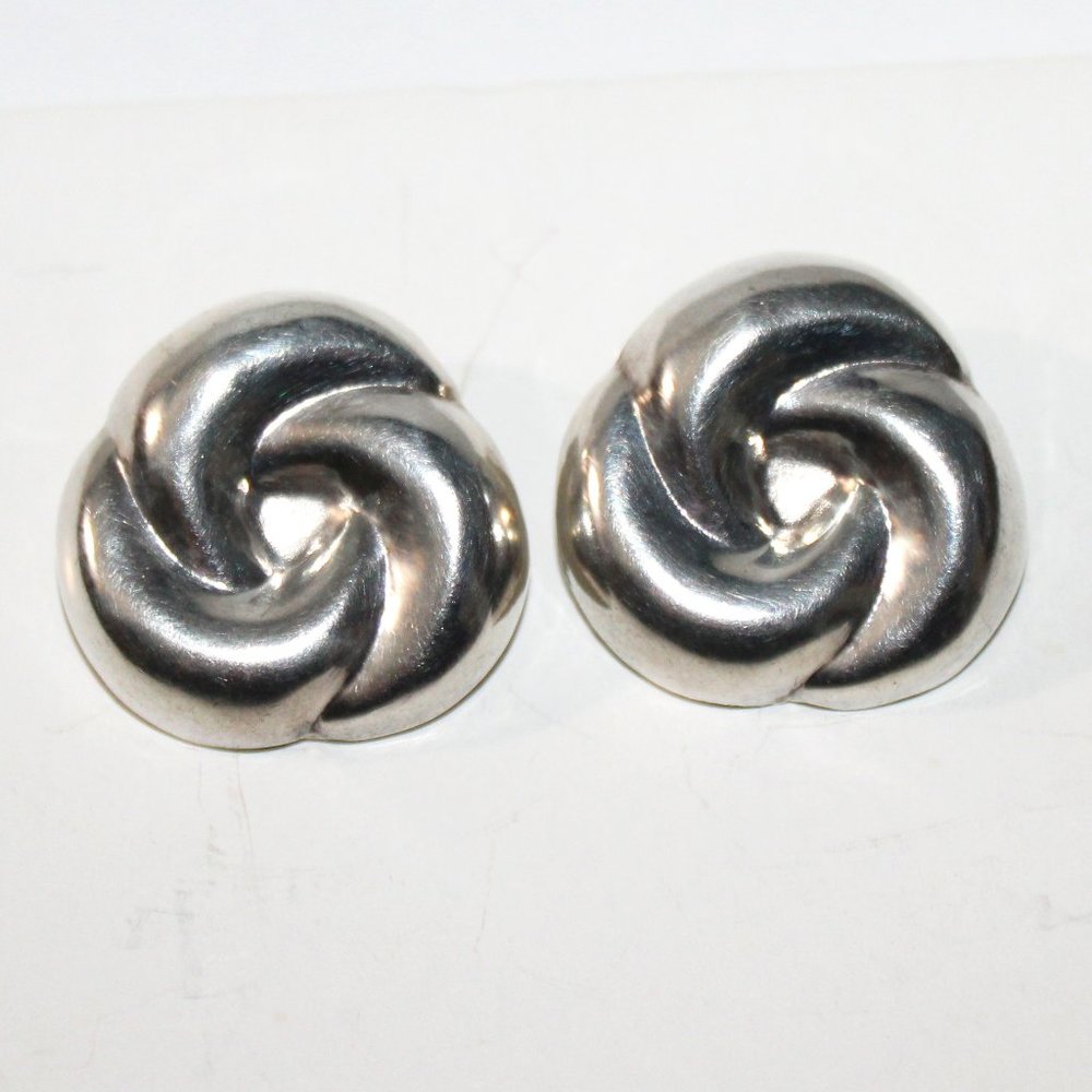 Sterling Silver Button Knot Earrings